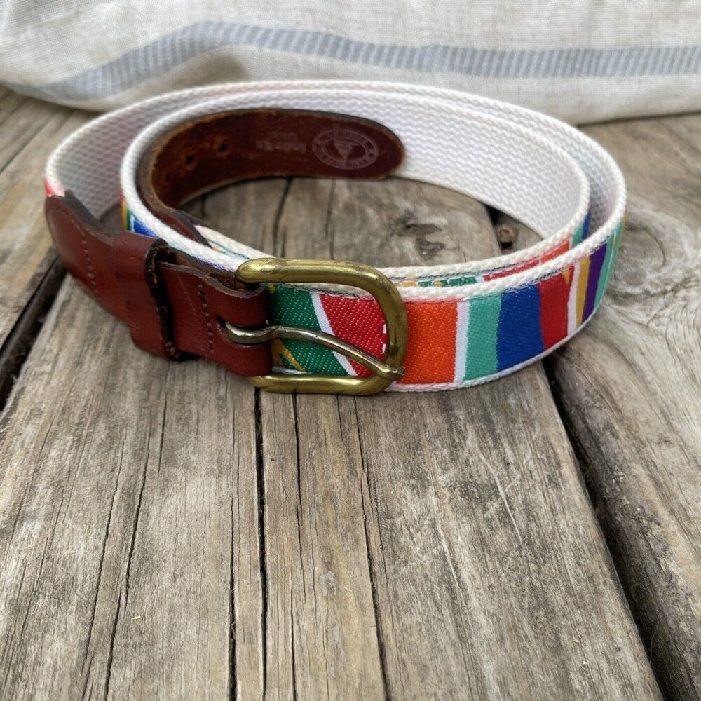 Leather man Ltd Abstract Multicolor Colorful Pattern Belt Size 40
